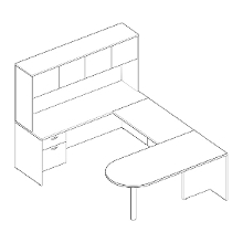 D-Top U-Shaped Desk with box-file an a hutch