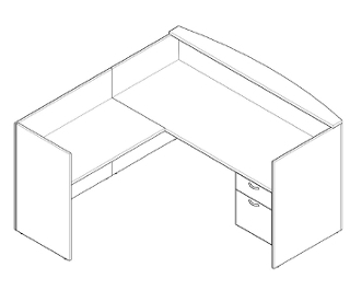 L-shaped Reception desk with box-file pedestal